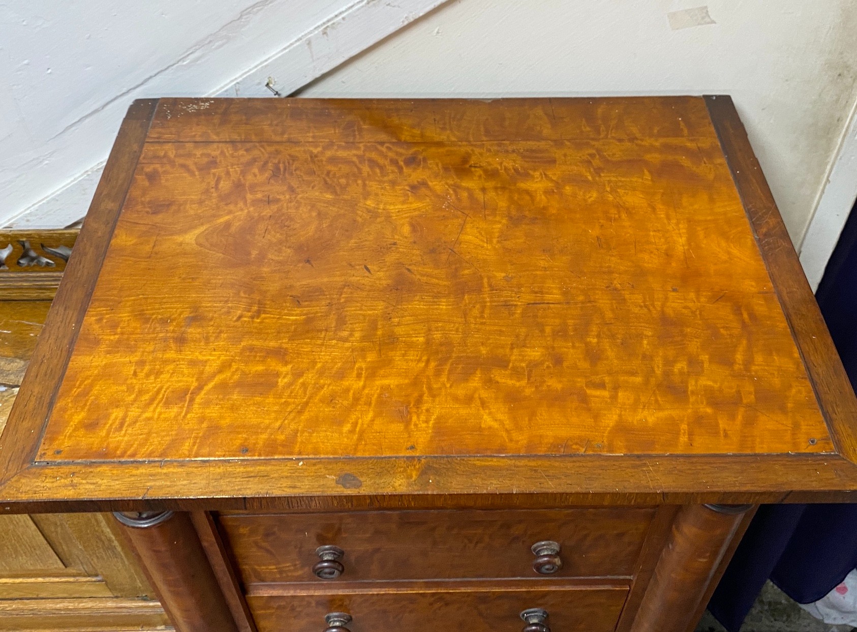 An early Victorian satinwood Wellington chest